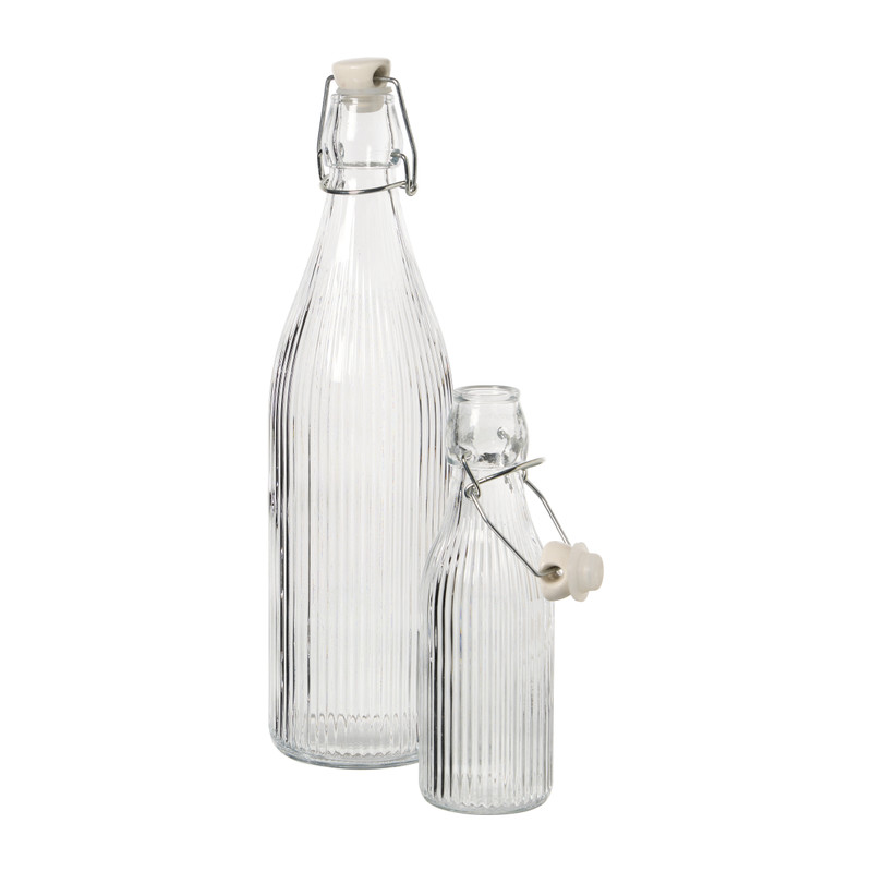 Waterfles met strepen klein - transparant - 250 ml